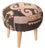 Handwoven Vintage Kilim Upholstered Ottoman Stool | Tribal Wool Footstool With Wooden Legs For Sale