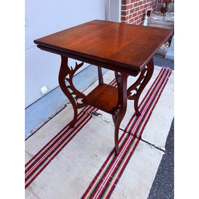 Antique Victorian Cherry Tabouret Table With Reticulated Fretwork, Circa 1890-1910 For Sale - Image 6 of 14