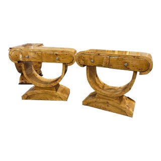 Pair of Art Deco Style Birch Console Table For Sale