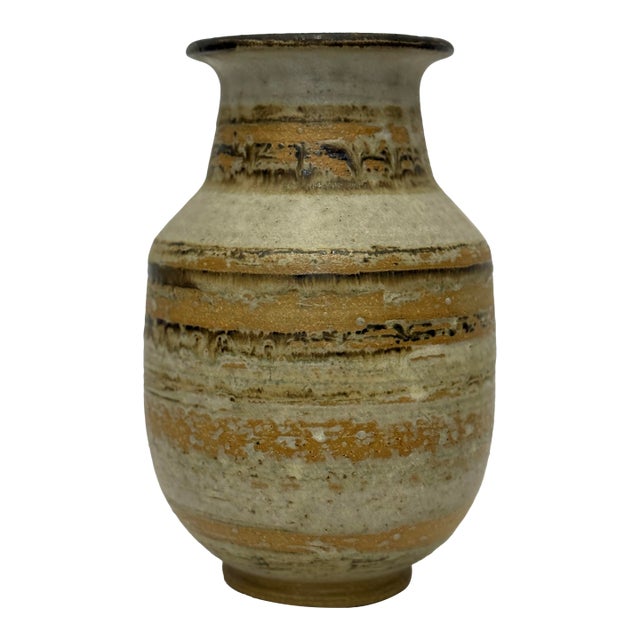 Mid-Century Modern Organic Studio Art Pottery Vase, Signed For Sale