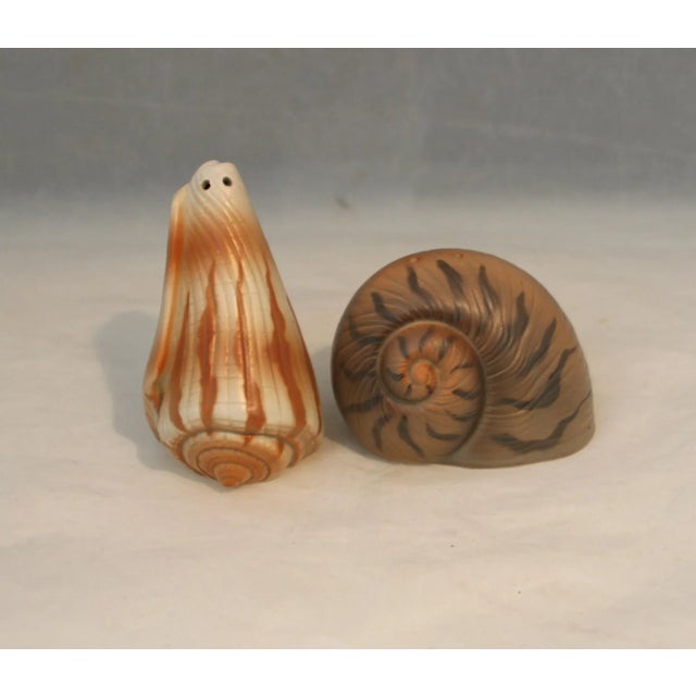 1980s Vintage 1982 Otagiri Japan Stoneware Seashell Salt & Pepper Shakers For Sale - Image 5 of 8
