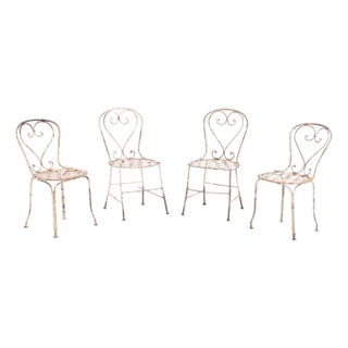 1950s French Iron Garden Chairs - Set of 4 For Sale