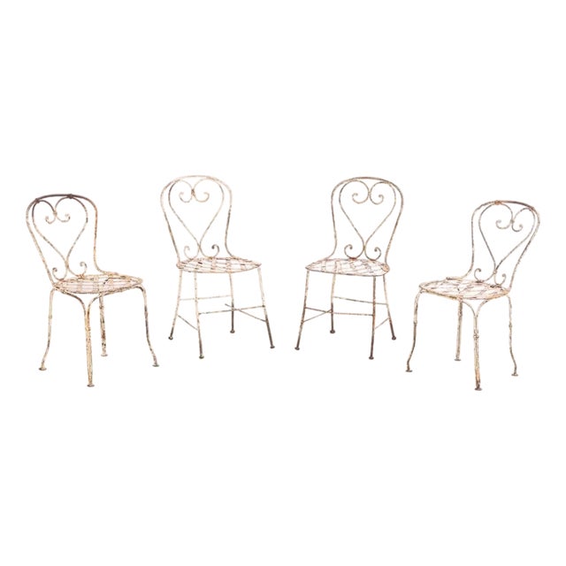 1950s French Iron Garden Chairs - Set of 4 For Sale