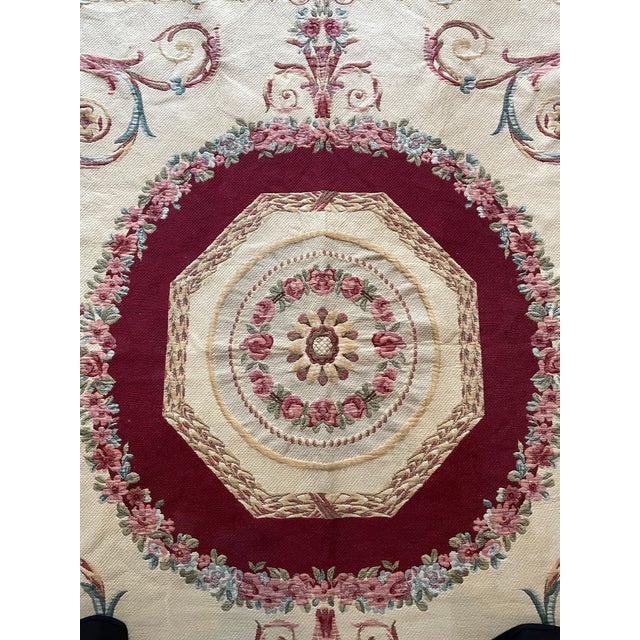 French Country Vintage Mid 20th Century French Aubusson-Style Jacquard Tapestry Rug For Sale - Image 3 of 10
