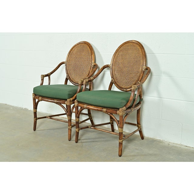 Mid-Century Modern McGuire Hollywood Regency Organic Modern Bamboo and Cane Armchairs, Pair For Sale - Image 3 of 16