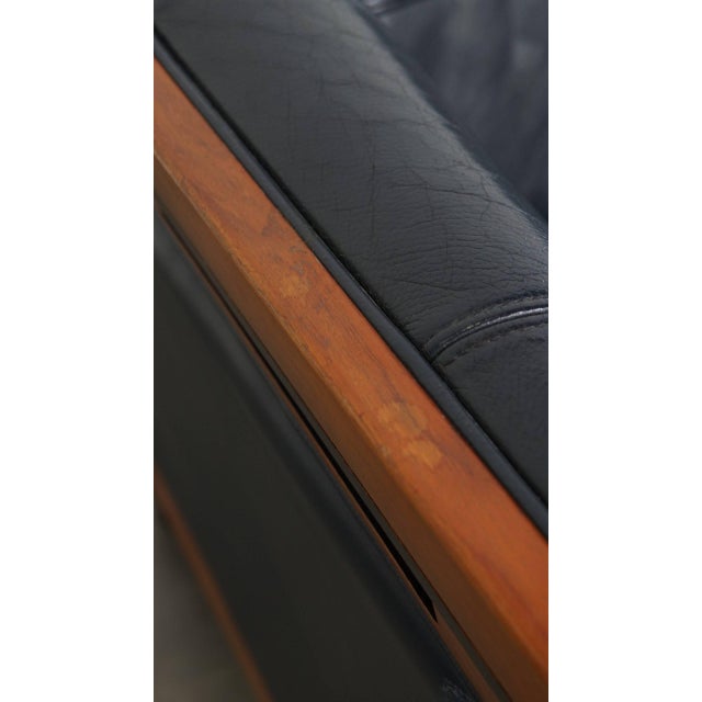 Art Deco Sofa with Woodwork and Dark Blue Cowhide For Sale - Image 15 of 18