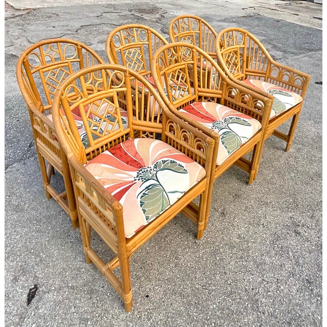 Vintage Coastal Rattan Brighton Dining Chairs Set of 6 Chairish