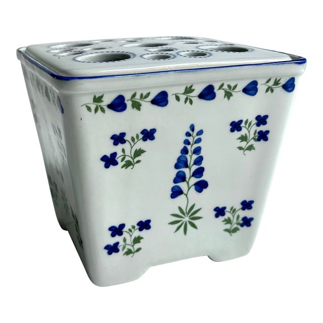 Vintage Andrea for Sadek "Blue Lupine" Porcelain Flower Brick For Sale