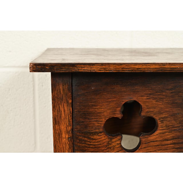 Stickley Brothers Style Antique Mission Oak Arts & Crafts Cutout Tabouret Side Table, Circa 1905 For Sale In South Bend - Image 6 of 10