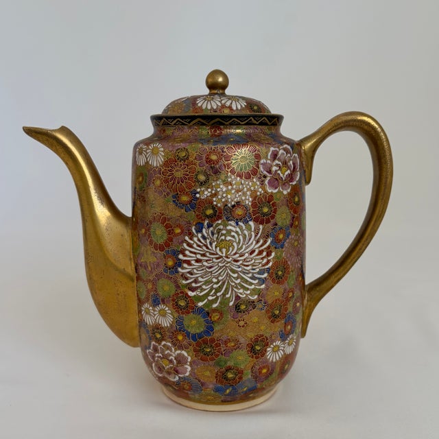 Gold Late 19th Century Meiji Period Shuzan Satsuma Thousand Flowers Mille Fleur Demitasse Service, 13 Pieces For Sale - Image 8 of 16