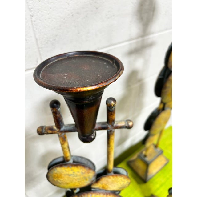 1980s 1980s Decorative Metal Candlesticks - Set of 3 For Sale - Image 5 of 8
