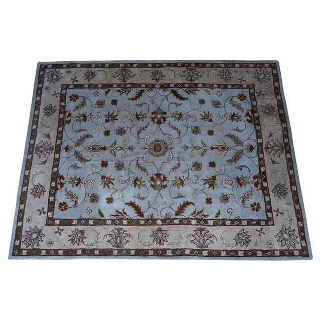 Vintage French Hand Woven Blue Rug, 1940s For Sale - Image 16 of 16