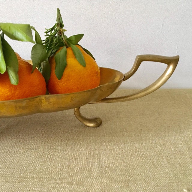 1980s Vintage Dirilyte Footed Brass Oblong Bowl Chairish