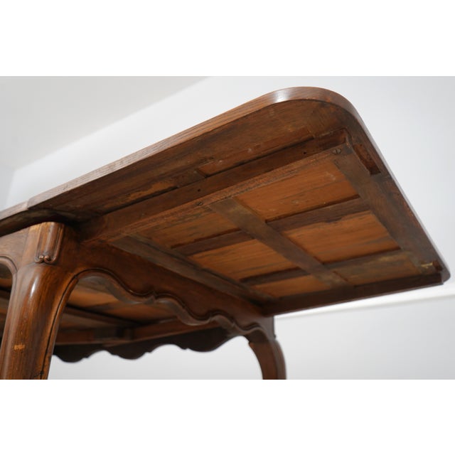Vintage Parquetry French Provincial Oak Dining Table & 6 Chairs For Sale - Image 9 of 18