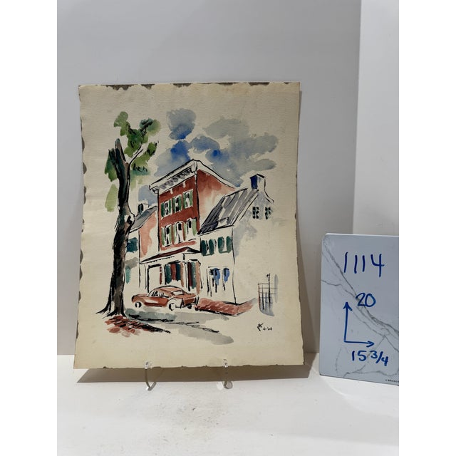 Paper Henry Emil Salloch Original Watercolor on Paper Urban Townscape. For Sale - Image 7 of 7
