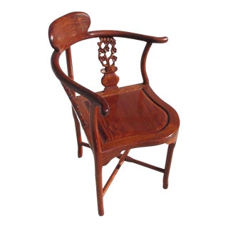Vintage Chinoiserie Rosewood Corner Chair For Sale
