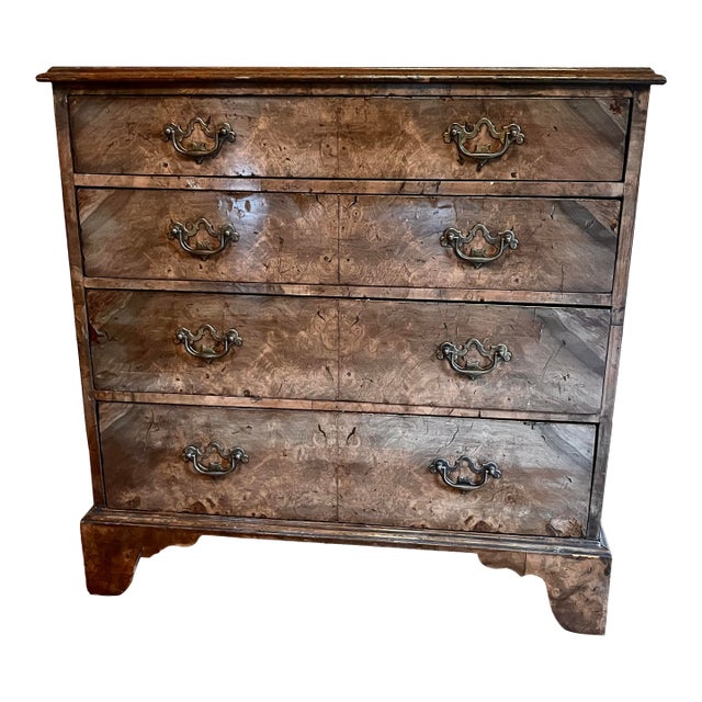 Antique Burled Wood Veneer Bachelor’s Chest For Sale