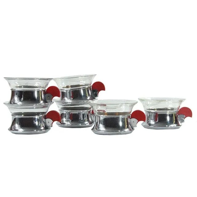 Black Art Deco Bakelite Handle Glass Cups, 1930s, Set of 6 For Sale - Image 8 of 8