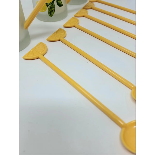 Vintage Lemon Frosted Tea Cups With Yellow Handles and Lemon Spoons Set of 6 For Sale - Image 10 of 12