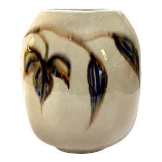 MCM Studio Pottery Oval Porcelain Vase - Signed Vontury For Sale