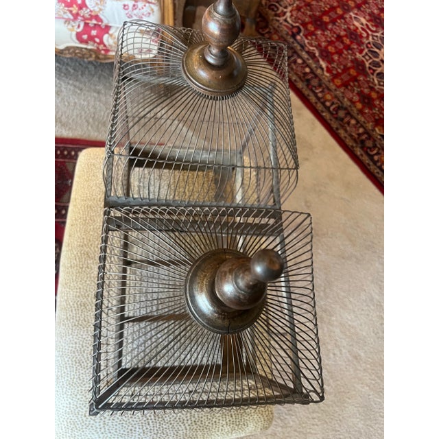 Antique French Wood and Copper Birdcage For Sale - Image 4 of 4