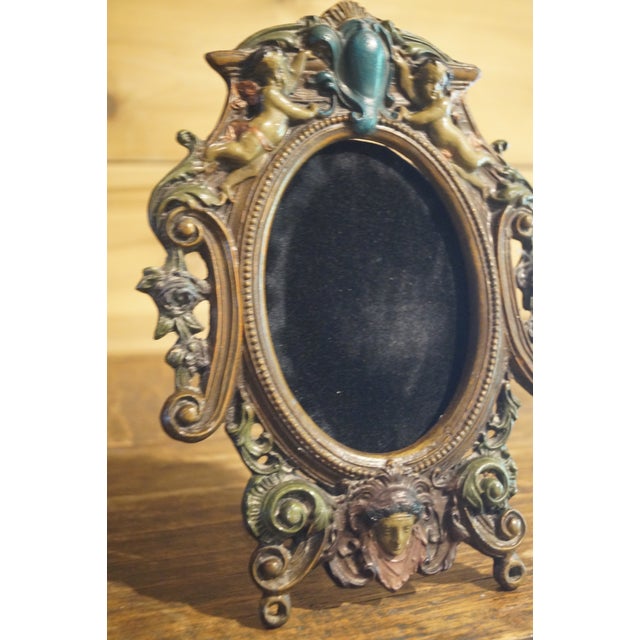Blue 1930s Ornate Cherub Figural Picture Frame For Sale - Image 8 of 8