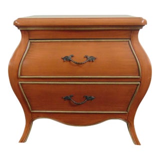 Kravet Louis XV Style Orange & Cream Commode For Sale