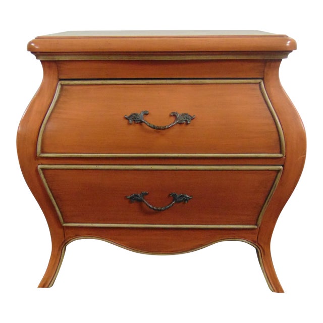 Kravet Louis XV Style Orange & Cream Commode For Sale