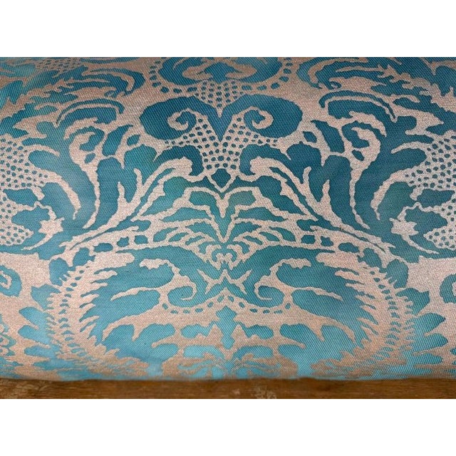 Early 21st Century Pair of Fortuny Style Textile Pillows With Blue Silk Backs For Sale - Image 5 of 8