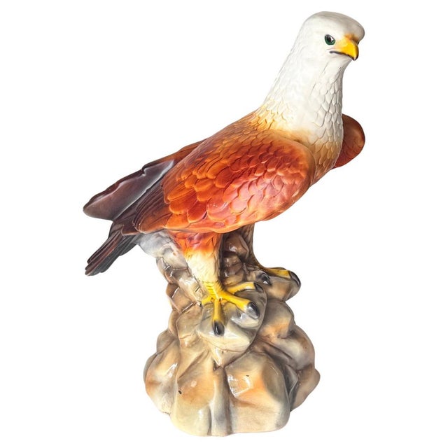 French Hand-Painted Ceramic Eagle Sculpture, 1970s For Sale - Image 3 of 16