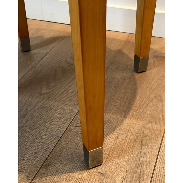 1940s Sycamore veneer and chrome The Pedestal with marble top For Sale - Image 12 of 12