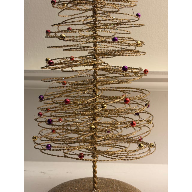 Late 20th Century Vintage Gold Wire Beaded Christmas Trees – Set of 2 (20” Each) For Sale - Image 5 of 11