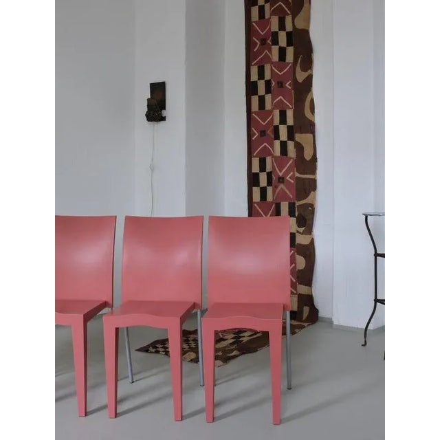 Coral Pink Miss Global Chairs by Philippe Starck, 1990s, Set of 4 For Sale - Image 10 of 11
