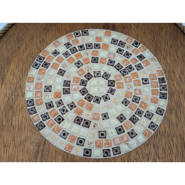 1960s Vintage Mid Century Modern Mosaiac Wood Trivet For Sale - Image 5 of 12