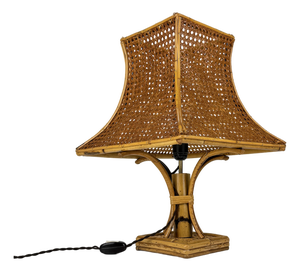 Mid-Century Modern Bamboo and Wicker Table Lamp, 1960s