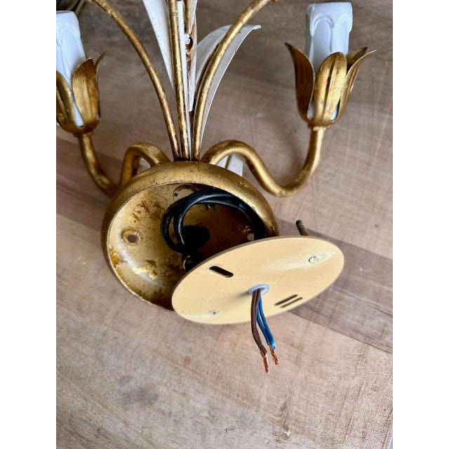 Italian Gilt and White Tole Two-Light Wall Sconces Masca, 1970s, Set of 2 For Sale - Image 11 of 17