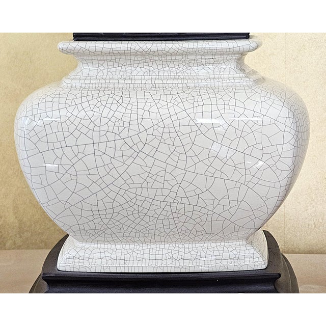 Contemporary Oriental‑Style Crackle Glaze Ceramic Lamp – Ul Listed For Sale - Image 11 of 18
