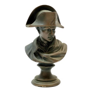1970s Plaster Bust of Napoleon with Faux Bronze Finish For Sale