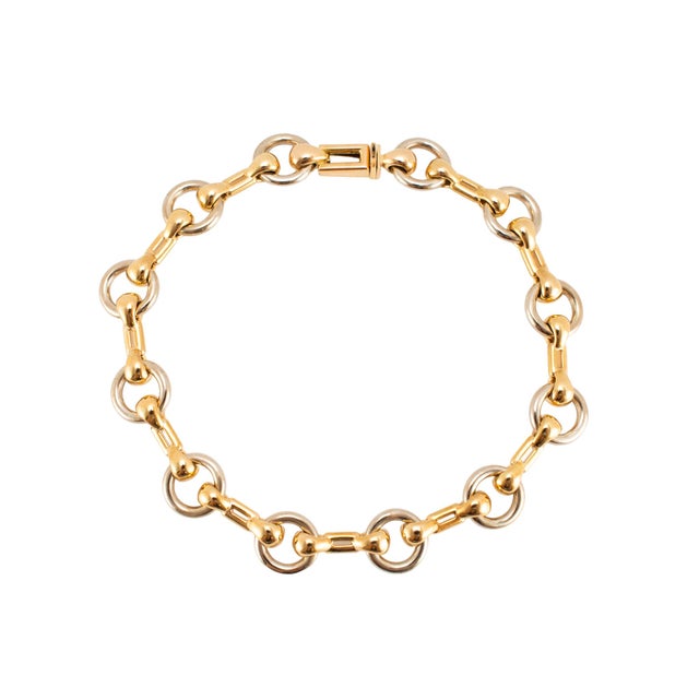 Modern Vintage Cartier Nouveau JCC 18k Yellow & White Gold Horsebit Link Bracelet For Sale - Image 3 of 8