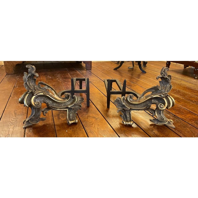 19th Century Luigi XC Bronze Andirons, Set of 2 For Sale - Image 9 of 9