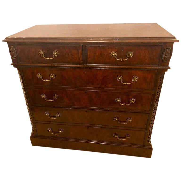 Fine Georgian Style Flame Mahogany Double File Cabinet Credenza