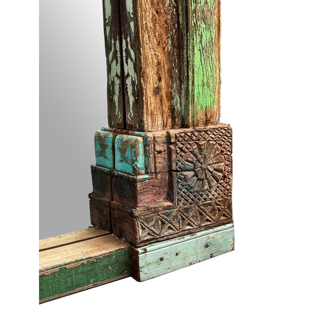Vintage Green Carved Mirror For Sale In Los Angeles - Image 6 of 7