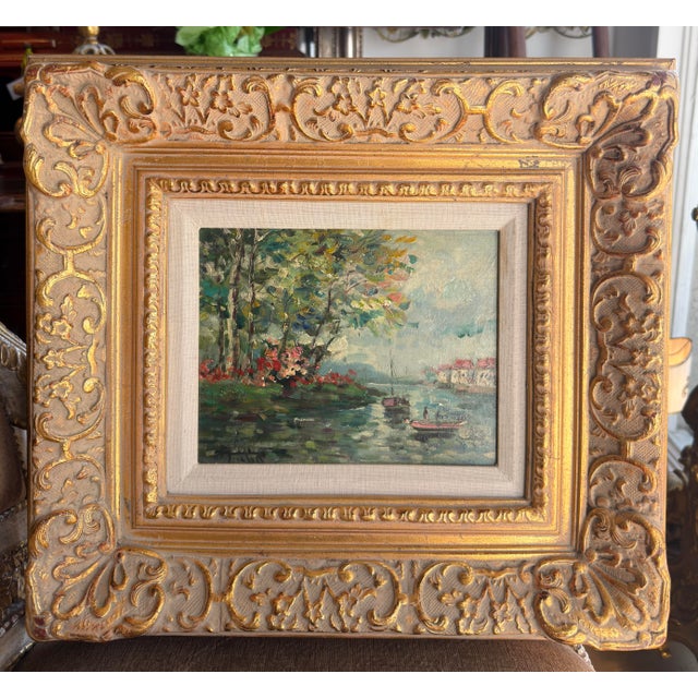 Small Impressionist European Seascape Oil Painting.