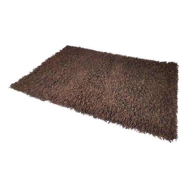 Large German Rug in Brown Wool, 1970s For Sale