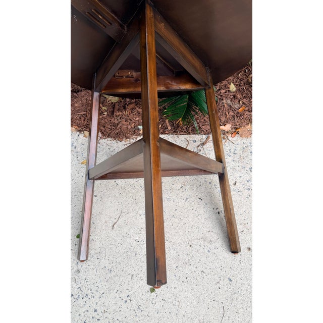 Wood Vintage English Oak Cricket Table by Fauld England For Sale - Image 7 of 14