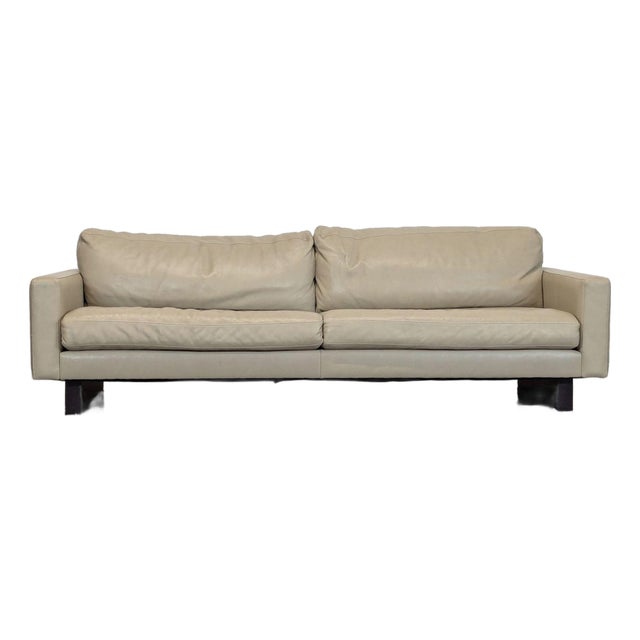 Room and Board Pierson 3-Seat Modern Leather Sofa in Light Beige For Sale