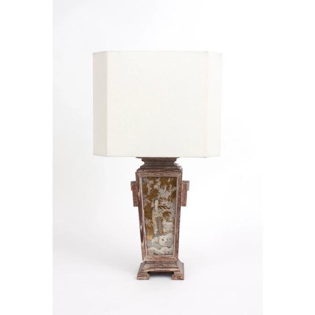Wood James Mont Asian Cerused Oak Lamp For Sale - Image 7 of 7