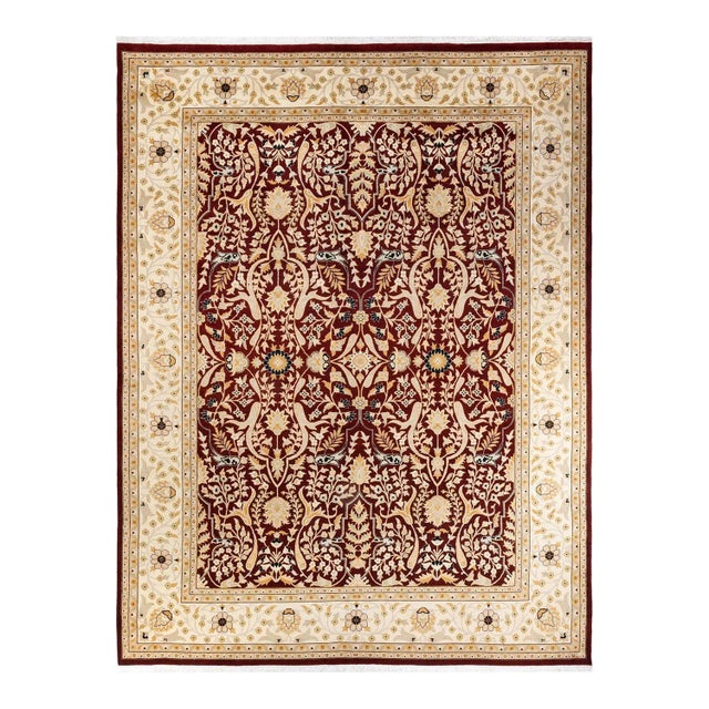 Red Mogul, One-of-a-Kind Hand-Knotted Area Rug in Red, 9' 1" x 11' 10" For Sale - Image 8 of 8