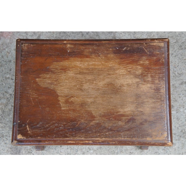 Wood Antique Mahogany Gothic Revival Footstool Step Stool Bench Seat Ottoman 15" For Sale - Image 7 of 10