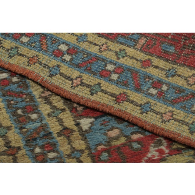Textile Antique Heriz Runner in Red With Polychromatic Classic Medallions - Rug & Kilim For Sale - Image 7 of 7